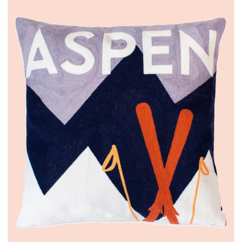The Pillow Drop "Aspen" Needlepoint Pillow Cover Only Handmade Limited NWOT‎